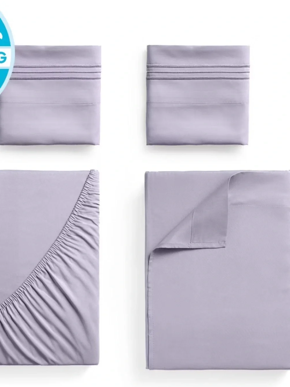 Mellanni 1800 Brushed Microfiber Bed Sheets King Lavender 4-Piece Set Soft